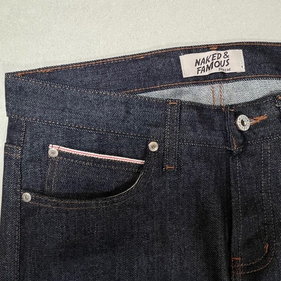 Naked & Famous Blue Super Skinny Guy Stretch Selvedge Denim Jeans Sz 32 Japanese - Picture 4 of 10